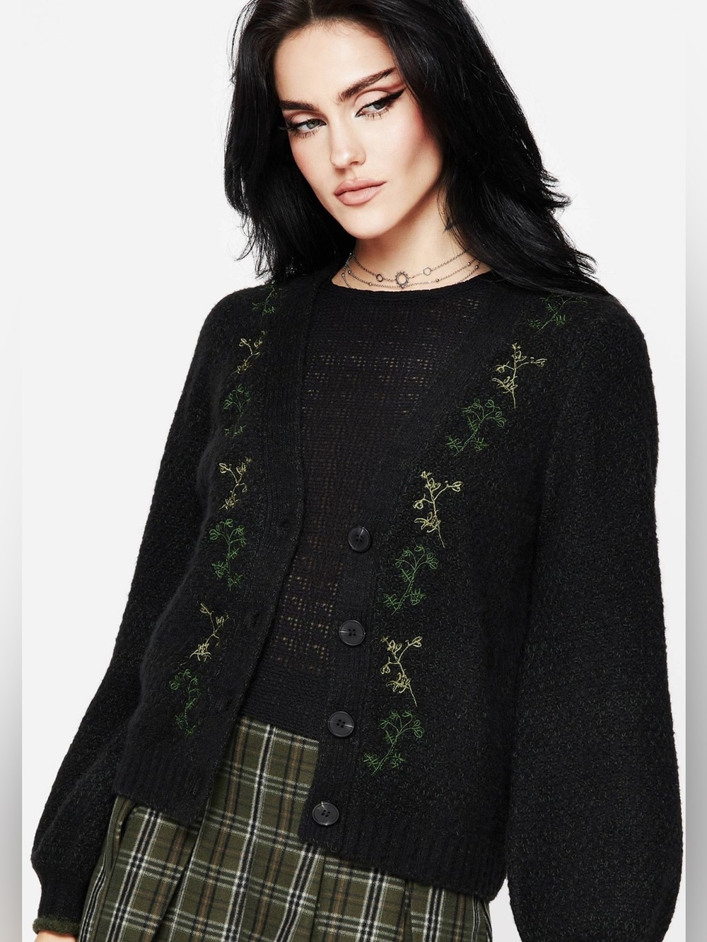 Disturbia Dawsonia Embroidered Knit Crop Cardigan | S